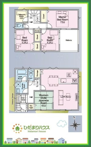 郡山市安積町笹川第7　新築戸建　4号棟の間取り|トイレは1F、2F共に完備！取り合いになることがありませんね(^^)/