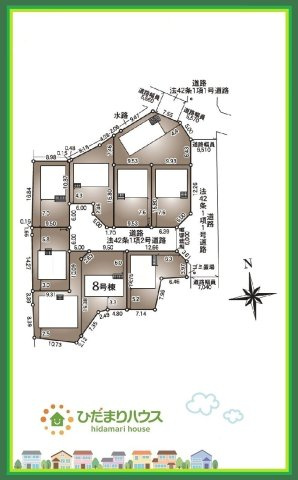 郡山市安積町笹川第7　新築戸建　8号棟の区画図|近隣に商業施設多数あり(^^)/