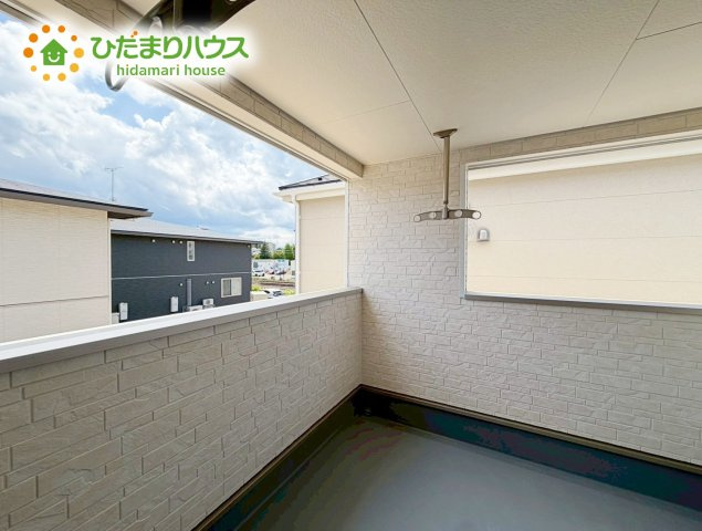 郡山市安積町笹川第7　新築戸建　9号棟のバルコニー|広々としたバルコニー。お洗濯物もぜーんぶ干せちゃいます！！