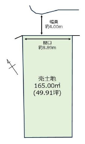 草津市矢倉1丁目　建築条件無し売土地の土地図