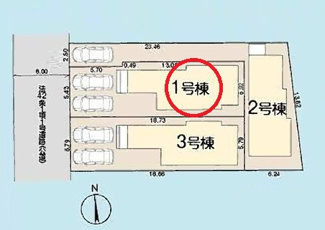 【区画図】 | 府中市若松町３丁目　全３棟　１号棟　仲介手数料無料