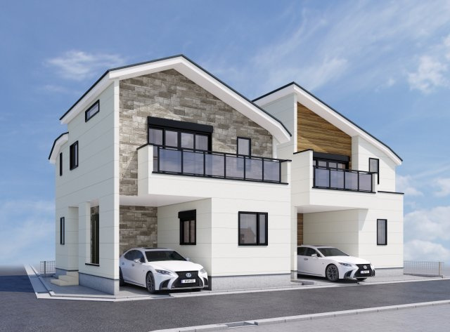 練馬区田柄4丁目 全2棟 2号棟の外観パース|イラストは図面を基に起こしたもので実際のものとは多少異なる場合がございます