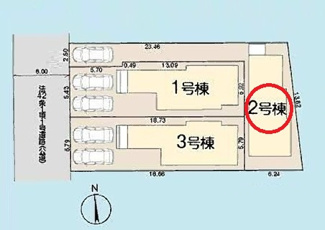 【区画図】 | 府中市若松町３丁目　全３棟　2号棟　仲介手数料無料