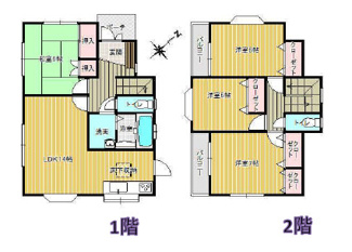 【間取り】 | 若葉区桜木3丁目中古戸建　千葉都市モノレール「桜木」駅 | 2380万円　ファミリー向けの4LDK　土地面積104.68㎡（31.67坪）建物面積94.39㎡（28.55坪）