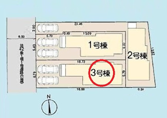 【区画図】 | 府中市若松町３丁目　全３棟　3号棟　仲介手数料無料