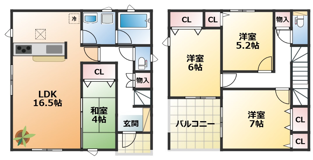 CRADLEGARDEN真岡市長田第23の間取り|南向きで陽当たりの良い間取りです