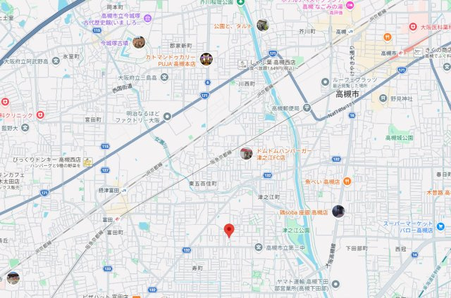 高槻市如是町のアパートの地図