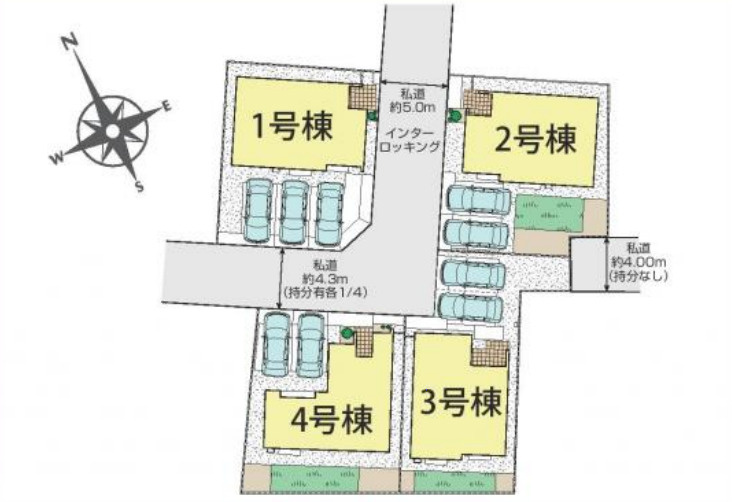【大宮　East Terrace】さいたま市見沼区大谷　新築一戸建て　ブルーミングガーデン　01の区画図|1号棟