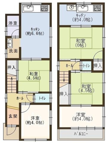 長田区池田上町の間取り|ちょっとした雨風でも対応可能なバルコニー屋根！南向きで陽当りが良く、お洗濯物が良く乾き気持ち良いです！
