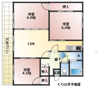 【間取り】 | ヴィラナリー今治2号棟 | 3DKのお部屋です