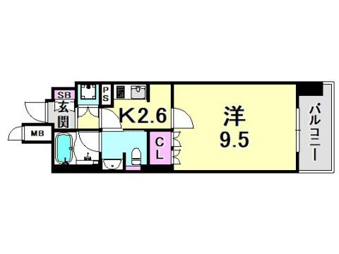 リーガル神戸三宮フラワーロードの間取り