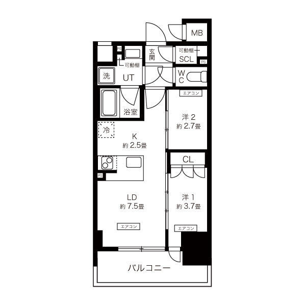 K-COURT谷町四丁目の間取り