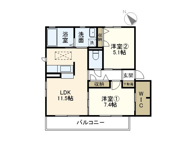 【間取り】 | メゾンファミリア | カップル、ファミリーに最適な2LDK ！