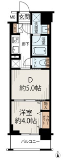 【間取り】 | 日神デュオステージ浅草今戸 | 1DK　専有面積/30.32平米　バルコニー面積/3.84平米