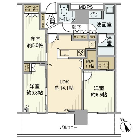 プラウドタワー小岩フロントの間取り