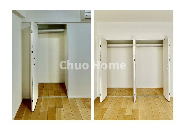 なぎさニュータウン4号棟の収納|居室にはクローゼットを完備し、自由度の高い家具の配置が叶うシンプルな空間です。お子様の成長と必要になる子供部屋を与えるにはぴったりの間取りですね。