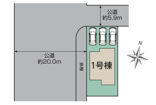 【区画図】 | 前橋市六供町1丁目　新築住宅 | 並列3台駐車可能！