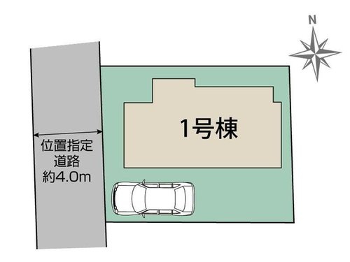 【Blooming Garden】小平市回田町の区画図|土地面積30坪の広々とした敷地♪前面道路は交通量が少なく、ゆっくりと駐車できます♪