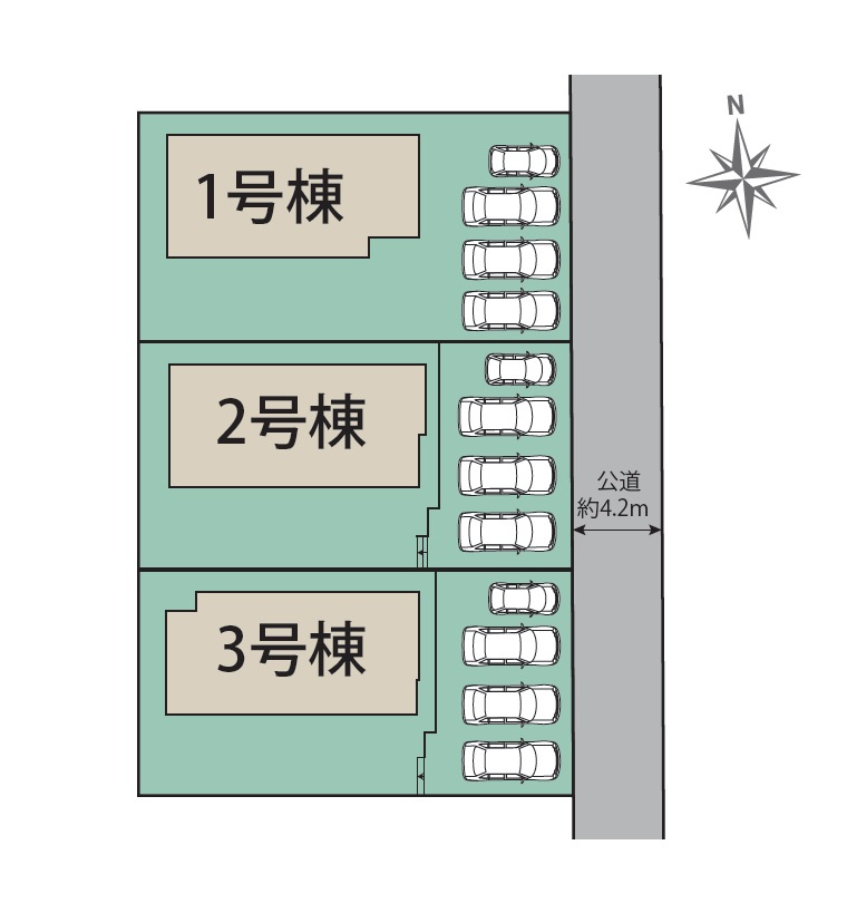 福岡市東区美和台5丁目第2-3棟（2号棟）の区画図|配置図（2号棟）