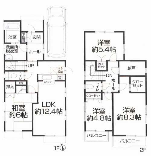 藤沢市白旗2丁目　中古戸建の間取り