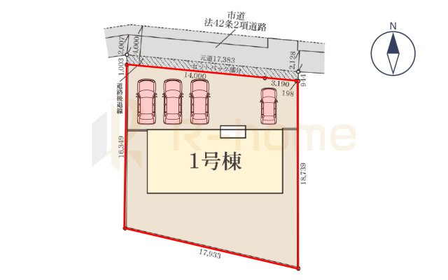 石岡市石岡第9　新築戸建て　1号棟の区画図|大きなお買い物だからこそ、メリット・デメリットを伝えさせて頂きます。
R-homeにお任せください♪