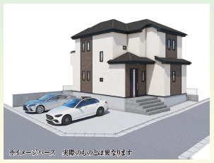 藤沢市本藤沢５丁目　新築戸建　全１棟の外観パース|完成予想図
（実際の仕上がりと異なる場合があります）