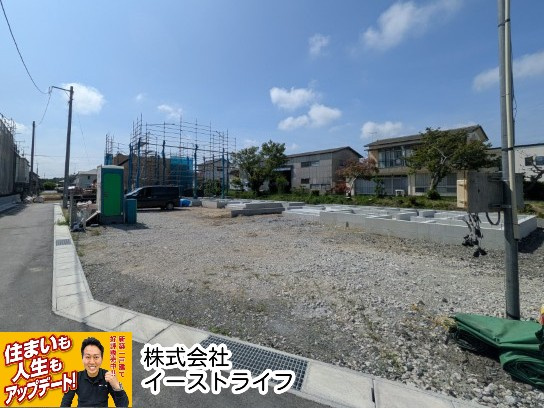 【新築戸建】【太陽光発電設置物件】　いわき市小名浜住吉5期の外観|只今、建築中！（5/7撮影）6月中旬完成予定！