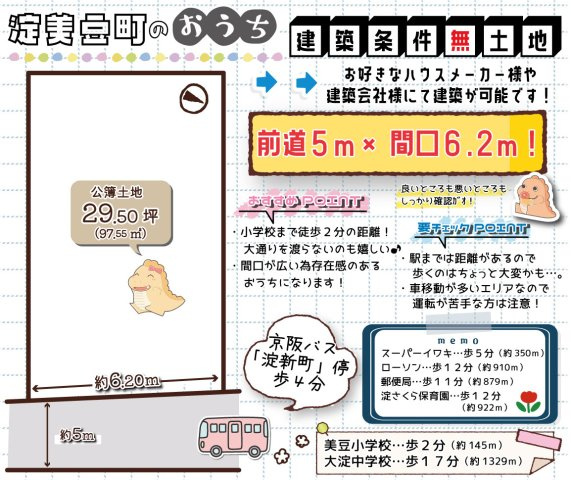 淀美豆町　建築条件無土地