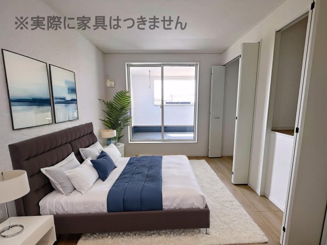 新築戸建・新築建売　矢吹町一本木第6　善郷小・矢吹中の洋室|画像はバーチャルホームステージングの加工による演出で、実際の家具は付きません。