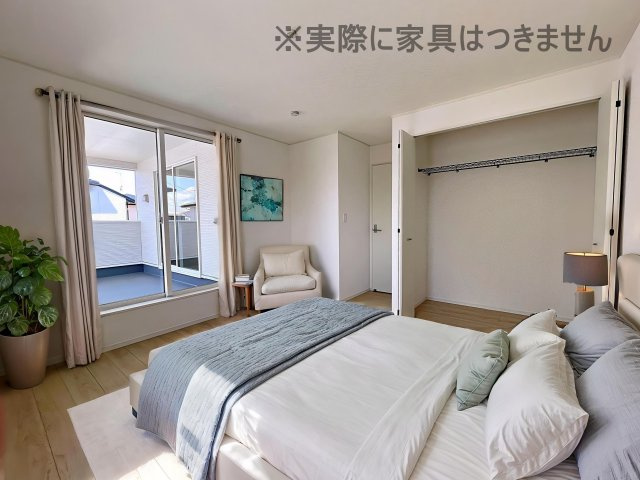 新築戸建・新築建売　矢吹町一本木第6　善郷小・矢吹中の洋室|画像はバーチャルホームステージングの加工による演出で、実際の家具は付きません。