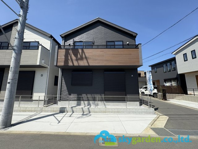 茅ヶ崎市今宿４期　新築戸建　全２棟１号棟の外観|三方位角地で日照・開放感良好