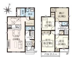 【間取り】 | 東久留米市下里１丁目　新築戸建て　１号棟 | 3SLDK・土地面積110.12ｍ2・建物面積86.94ｍ2