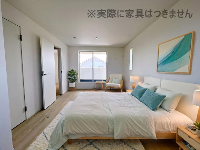 新築戸建・新築建売　矢吹町一本木第6　善郷小・矢吹中の洋室|画像はバーチャルホームステージングの加工による演出で、実際の家具は付きません。