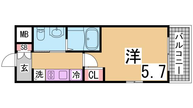 神戸市兵庫区駅南通３丁目の賃貸マンションの間取り