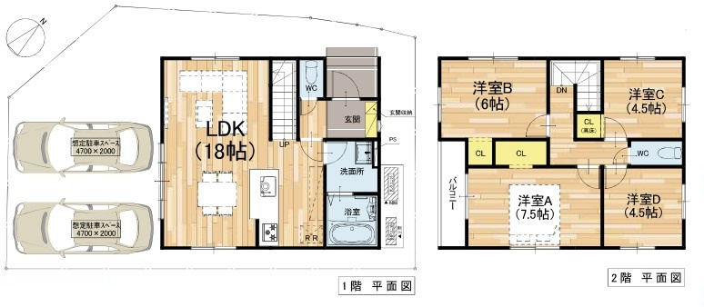 野洲市近江富士2丁目1号地　新築戸建ての間取り