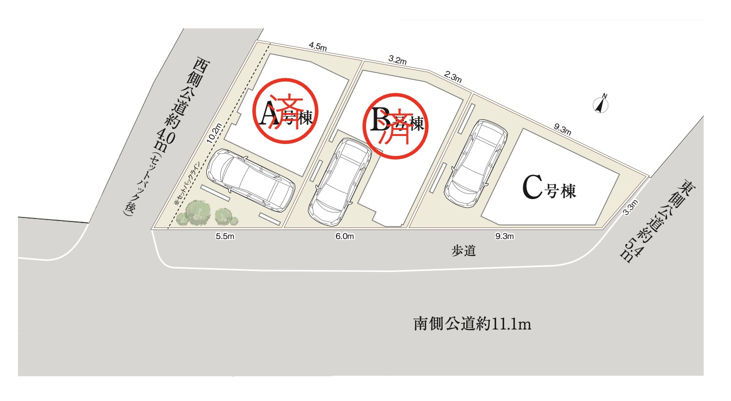 [新築住宅] さいたま市浦和区高砂4丁目 全3棟の区画図