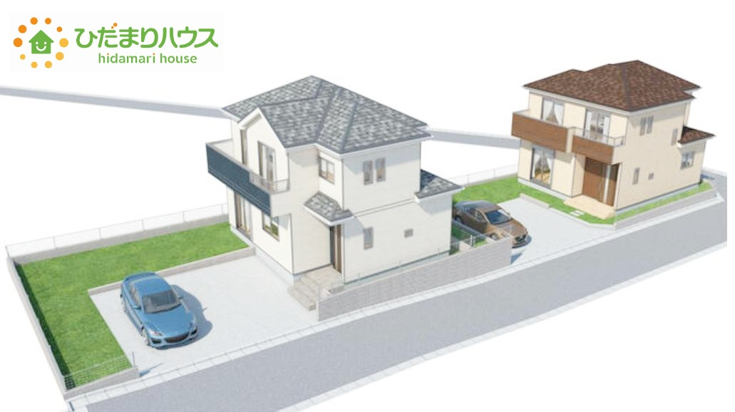 日立市東大沼町3期　新築戸建　A号棟の外観パース|たっぷりの陽光と心地よい風が舞い込む住まい♪