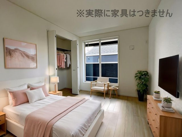新築戸建・新築建売　矢吹町一本木第6　善郷小・矢吹中の洋室|画像はバーチャルホームステージングの加工による演出で、実際の家具は付きません。