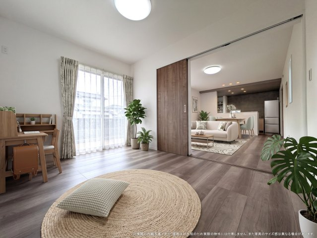【洋室】 | 【1F洋室　CG家具設置イメージ】
※画像に含まれる家具家電はCGで作成されたイメージです。実際の物件には付帯しません。