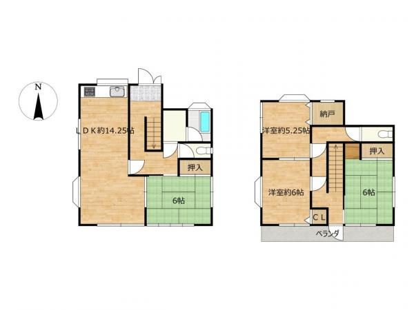 高知市朝倉丙　高台の中古一戸建ての間取り|全居室収納・トイレ2箇所 。家族に嬉しい充実収納の4SLDK