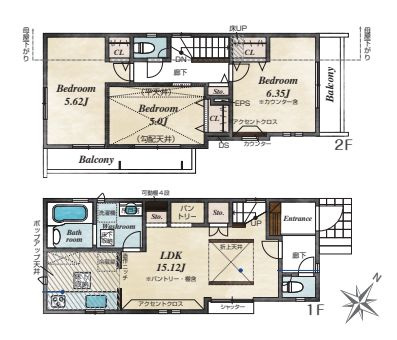 【間取り】 | 東久留米市浅間町３丁目　新築戸建て　１号棟 | 3LDK・土地面積99.03ｍ2・建物面積78.54ｍ2