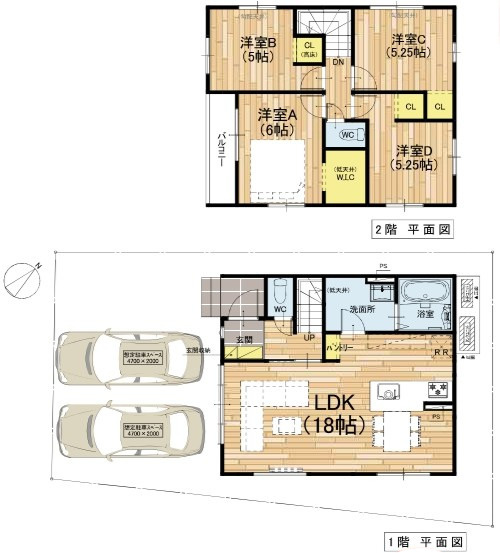 野洲市近江富士2丁目2号地　新築戸建ての間取り