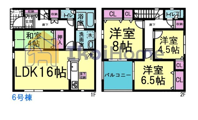 明石市大久保町谷八木第6　6号棟　新築戸建の間取り|【ホームページに現地動画掲載中】●年中無休：当日予約可●和室完備の4LDK♪ワイドバルコニー付き！