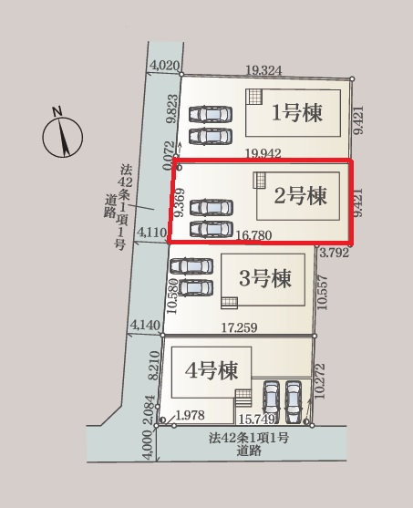 Cradlegarden　 ひたちなか市平磯町　第2　2の区画図|敷地面積約57坪。並列駐車可能です。内覧、気になる他の物件と合わせての現地ご案内も可能です。お気軽にお問い合わせください。

