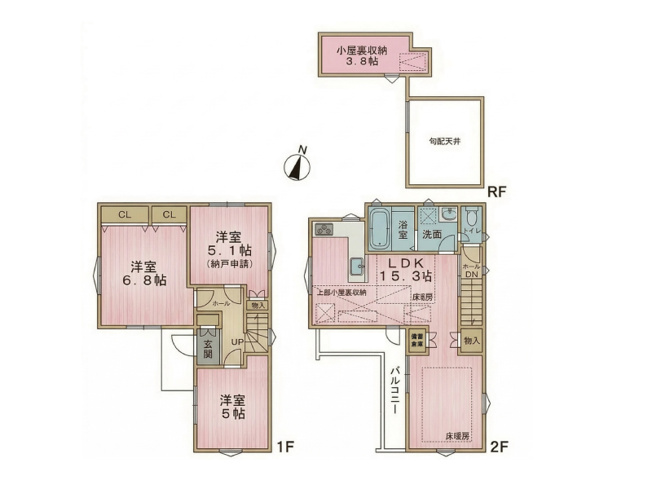 【間取り】 | 練馬区田柄2丁目　新築一戸建住宅　全1棟　（成増店） | 「地下鉄赤塚」駅徒歩約7分の近さ
※図面を基に作成しています。現況と異なる場合は現況を優先いたします。
