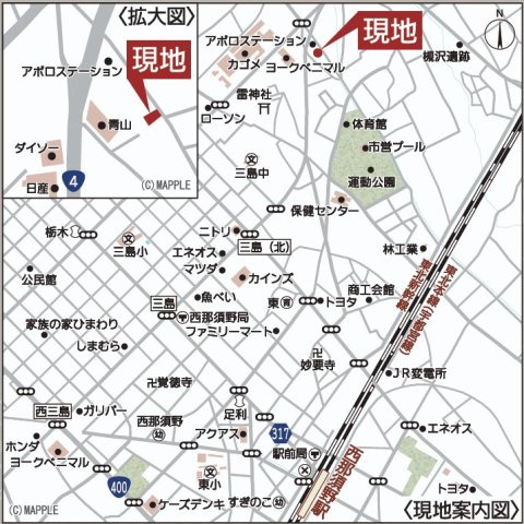新築戸建・新築建売　那須塩原市西富山第1　槻沢小・三島中の地図