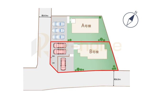 石岡市東光台5丁目　新築戸建て　B号棟の区画図|大きなお買い物だからこそ、メリット・デメリットを伝えさせて頂きます。
R-homeにお任せください♪