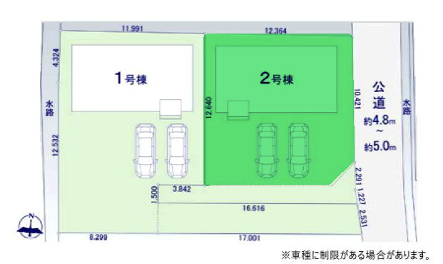 【区画図】 | アーバンスタイル前橋市前箱田町1期ー② | 箱田中学校まで徒歩5分♪
ヤオコーまで徒歩4分と日々のお買い物便利！
カースペースは並列3台駐車可能！