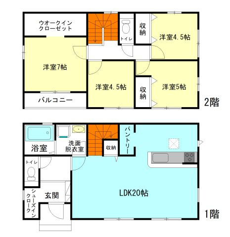 【間取り】 | アーバンスタイル前橋市前箱田町1期ー② | 玄関には嬉しいシューズインクローク完備！
モダンな全居室洋室仕様！