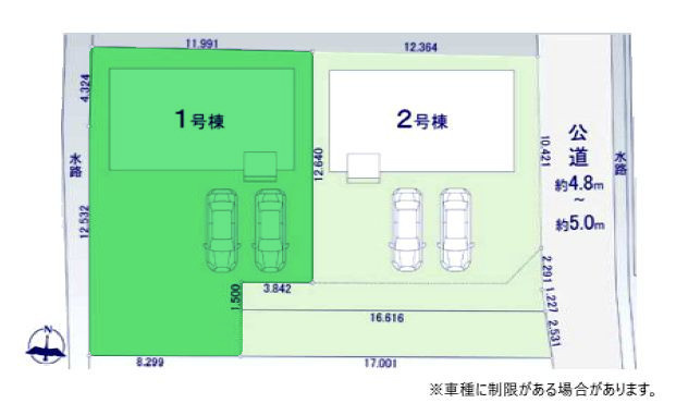 【区画図】 | アーバンスタイル前橋市前箱田町1期ー① | 箱田中学校まで徒歩5分♪
ヤオコーまで徒歩4分と日々のお買い物便利！
カースペースは並列3台駐車可能！